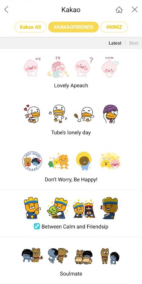 kakao friends emoticons